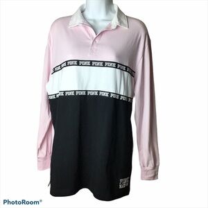 Pink Nation Victoria’s Secret Rugby Color Block Top Size S